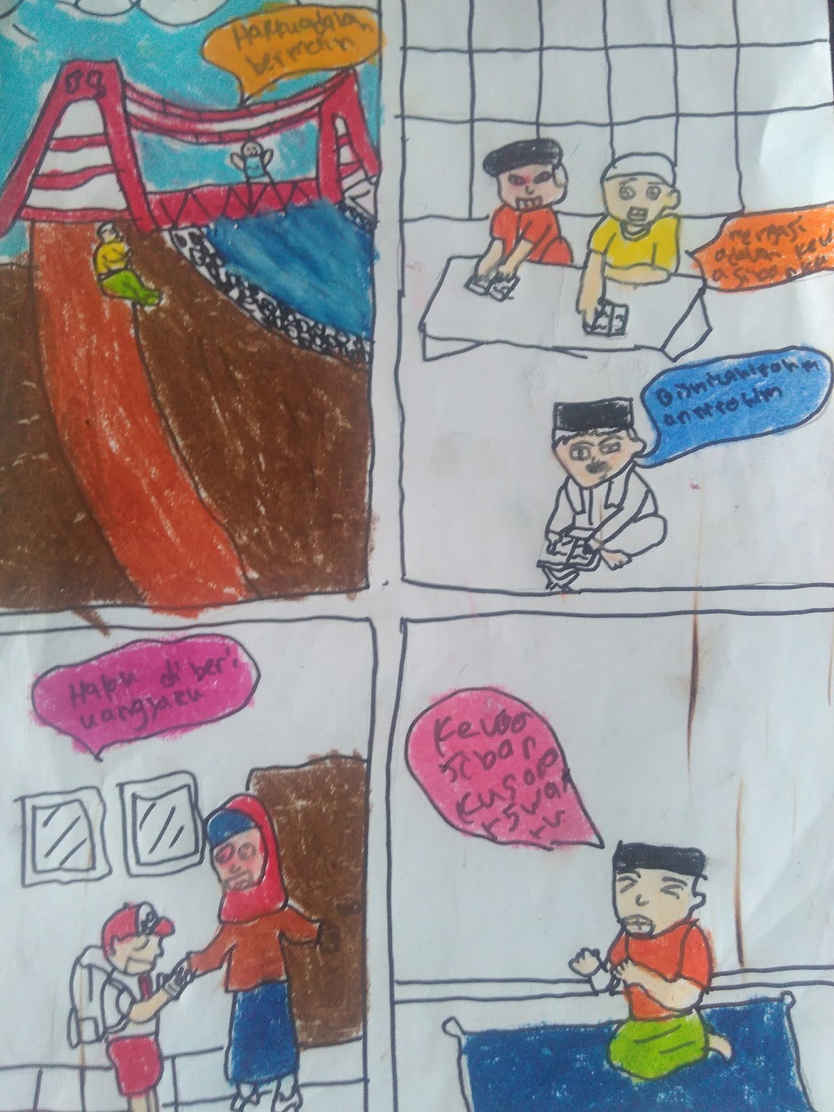 contoh hasil gambar komik peristiwa pendek tentang hak dan kewajiban karya anak kelas V SD