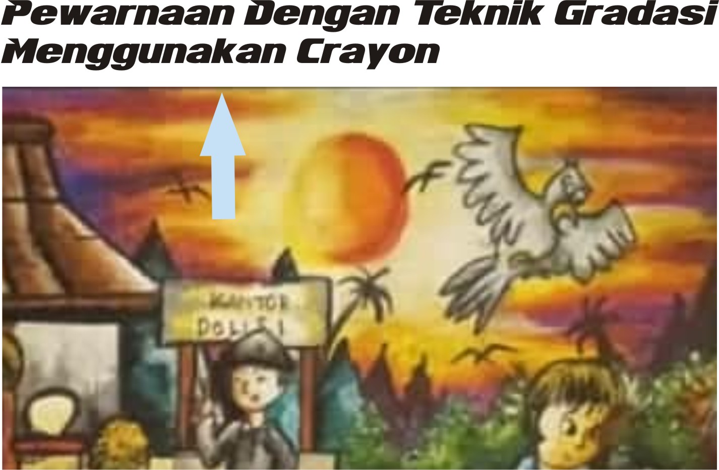 langkah - langkah membuat gambar cerita ( pewarnaan gradasi )