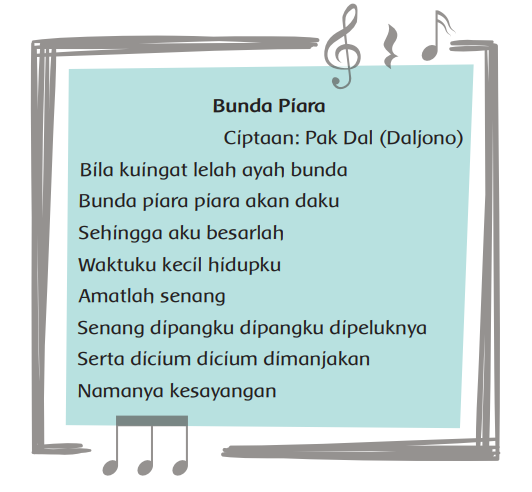 Lirik Lagu Bunda Piara Kelas 1 SD - Gurune.net