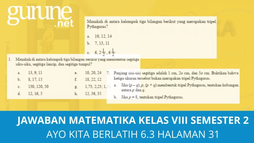 Kunci jawaban Matematika Kelas 8 Semester 2 Halaman 31