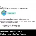 Kunci Jawaban Bahasa Indonesia Kelas 7 Mengenali Kalimat Inversi dalam Teks Prosedur