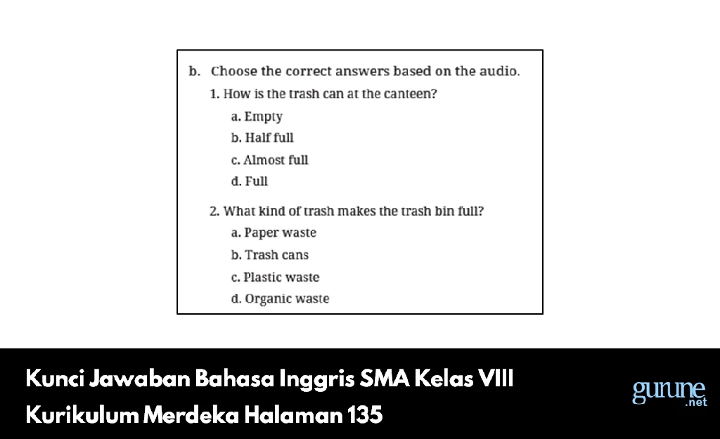 Kunci Jawaban Bahasa Inggris SMA Kelas VIII Kurikulum Merdeka Halaman 135