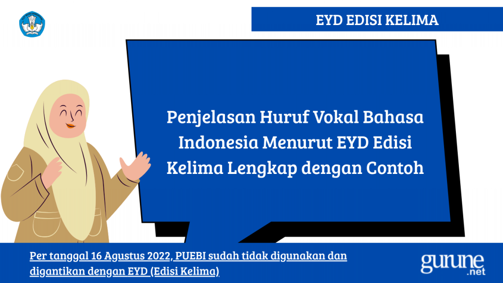 Penjelasan Huruf Vokal Bahasa Indonesia Menurut EYD Edisi Kelima Lengkap dengan Contoh