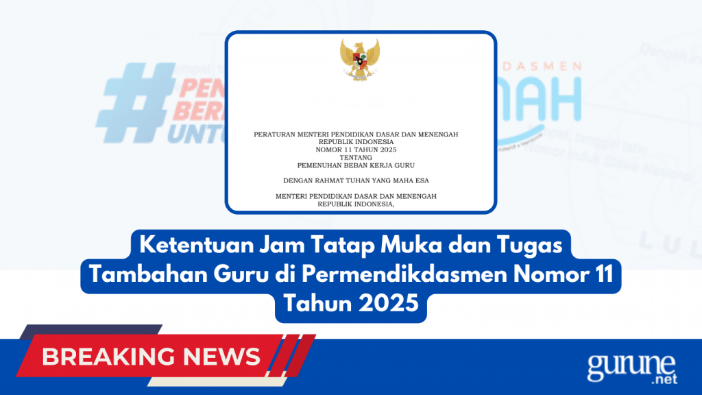 Ketentuan Jam Tatap Muka dan Tugas Tambahan Guru di Permendikdasmen Nomor 11 Tahun 2025