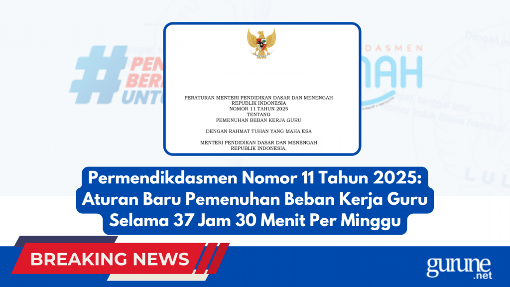 Permendikdasmen Nomor 11 Tahun 2025: Aturan Baru Pemenuhan Beban Kerja Guru Selama 37 Jam 30 Menit Per Minggu
