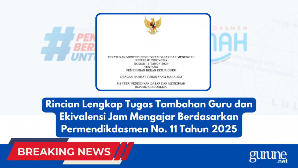 Rincian Lengkap Tugas Tambahan Guru dan Ekivalensi Jam Mengajar Berdasarkan Permendikdasmen No. 11 Tahun 2025